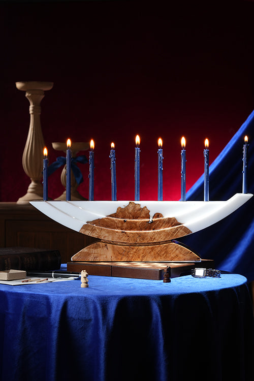 Menorah - White - Side Shamash