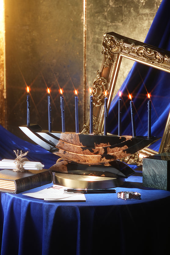 Menorah - Black - Side Shamash